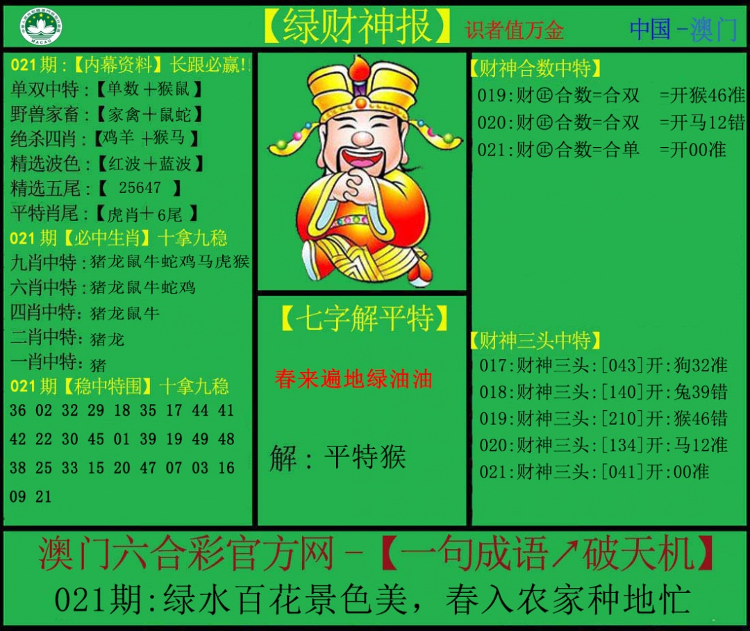 021期绿财神[图]