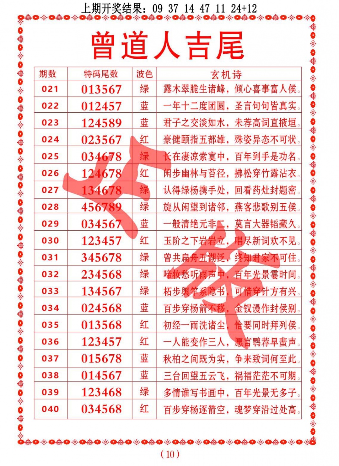 021期曾道人吉尾[图]