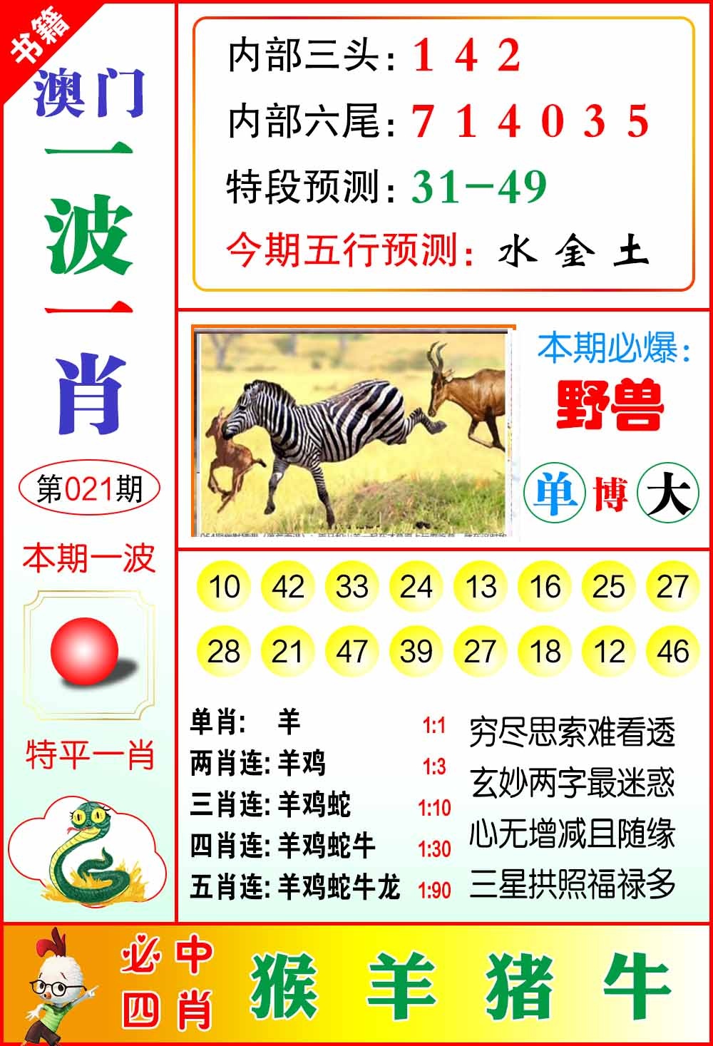 021期澳门一波一肖[图]