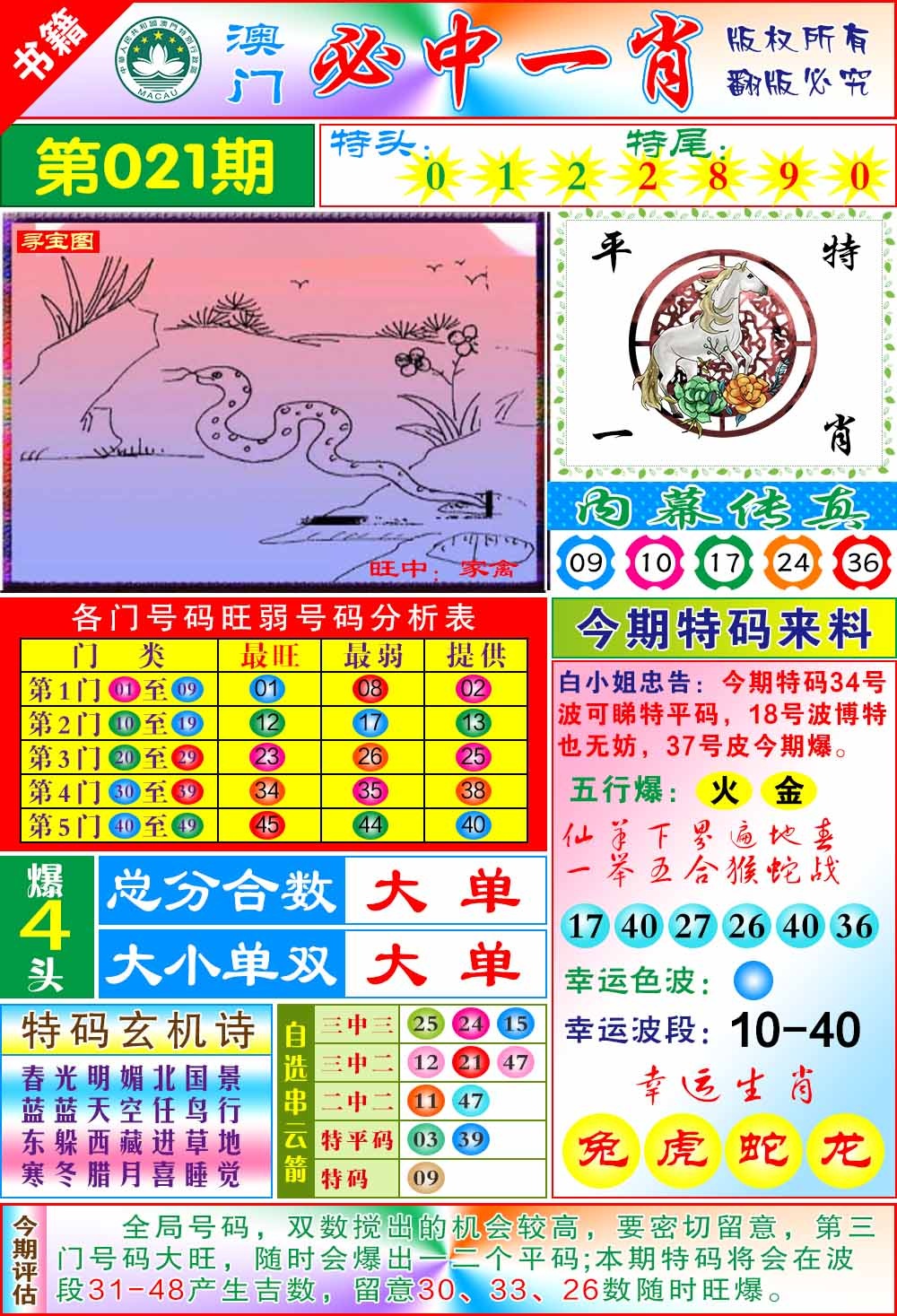 021期澳门玄机一特[图]