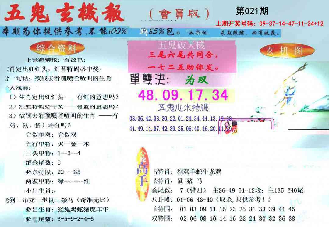 021期新五鬼玄机[图]