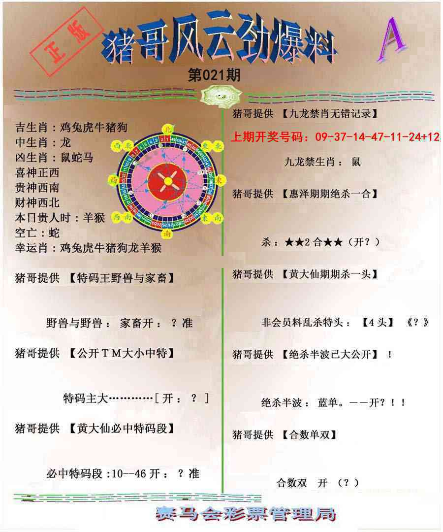 021期猪哥风云劲爆料A[图]