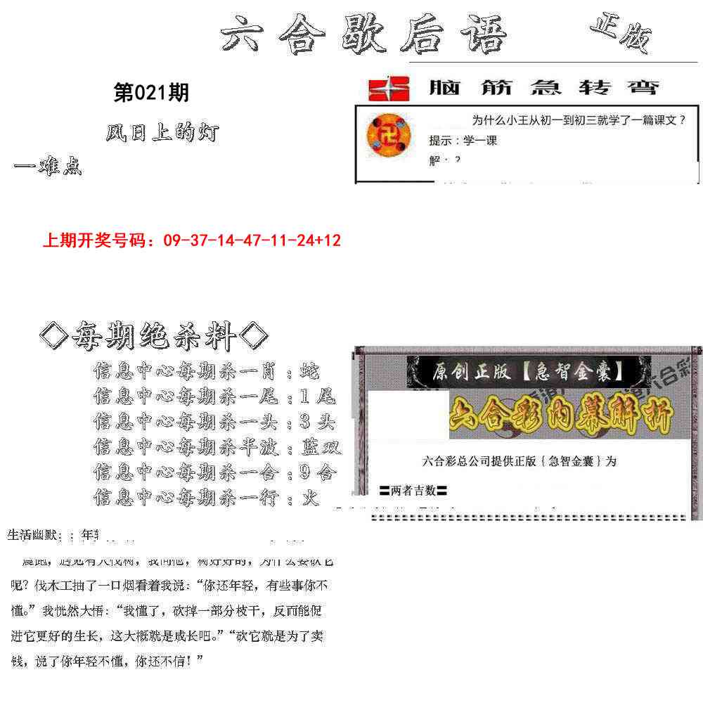 021期六合歇后语[图]