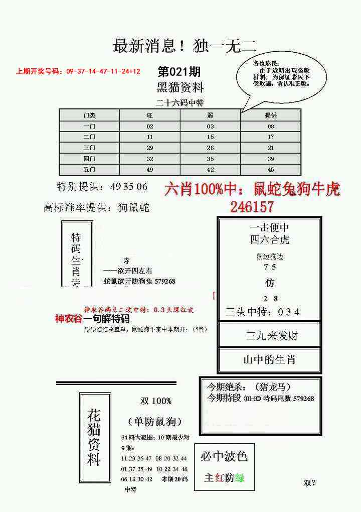 021期独一无二(正)[图]