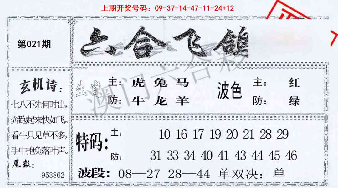 021期六合飞鸽[图]