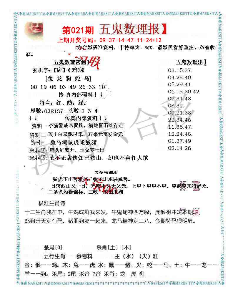 021期五鬼数理报[图]