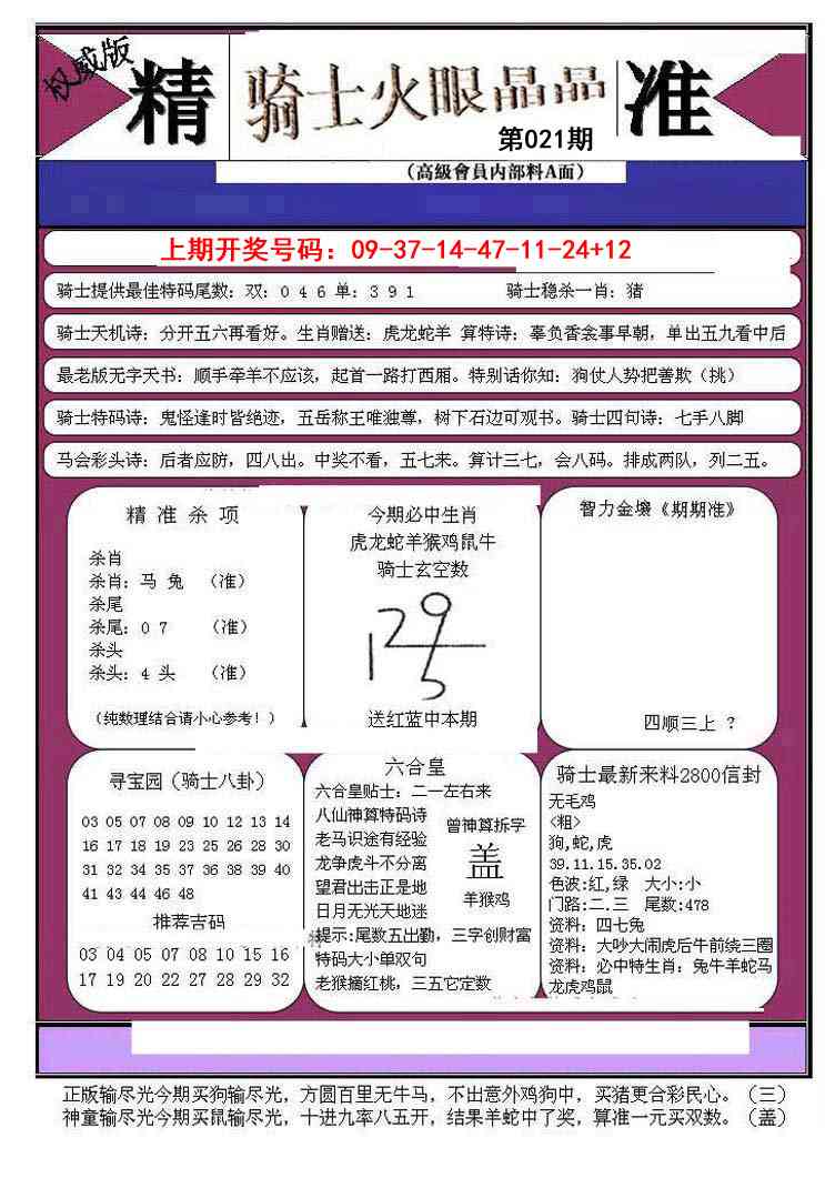 021期骑士火眼晶晶B[图]