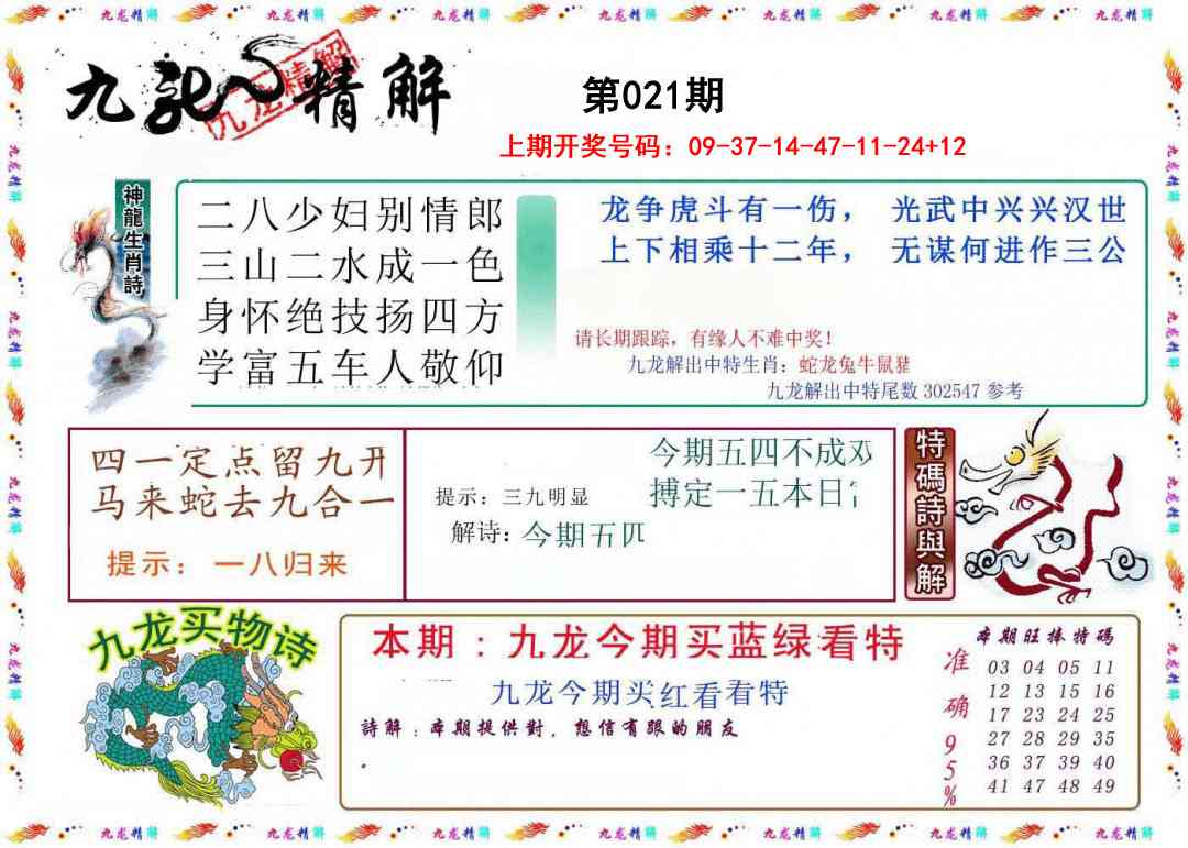 021期九龙精解[图]